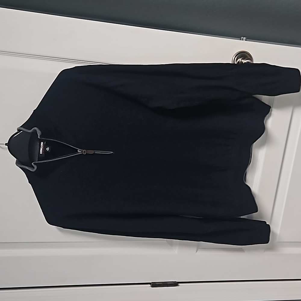 Kirkland Signature Merino Wool Quarter Zip Sweater Navy Blue Mens XL